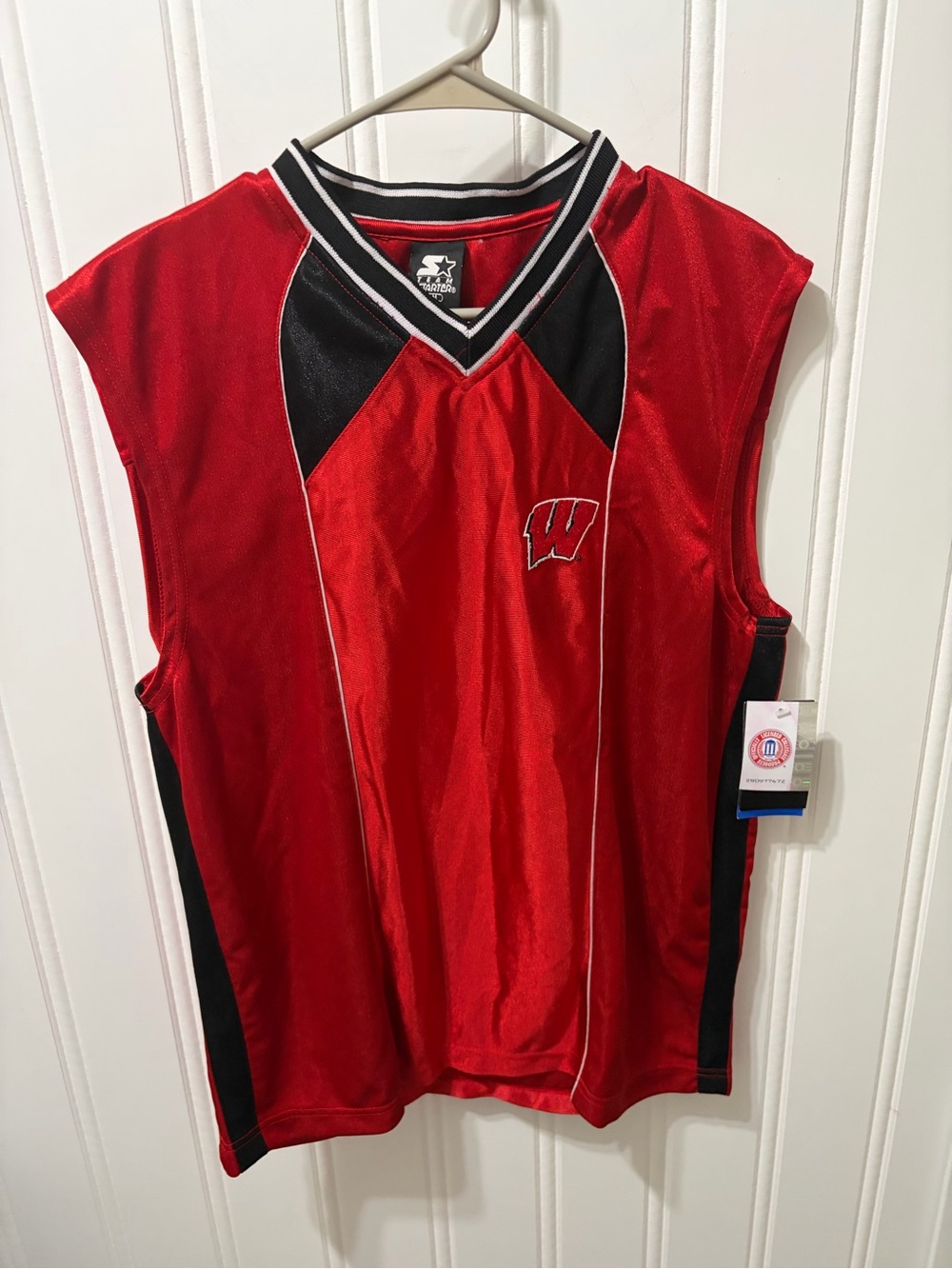 VTG 90s Team Starter Wisconsin Badgers Sleeveless Jersey Mesh Shirt NWT SZ M